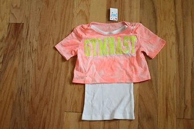 Justice Pink Tie Dye with yellow Gymnast sequin letters Top Shirt Cami Size 5 - Image 1 of 4