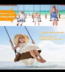 Wooden Swing Seat,  Outdoor Wood Swing for Kids, Tree Swing for Adults - Picture 1 of 6