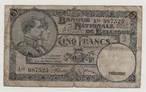 BELGIUM 5 FRANCS 1938 PICK 108 LOOK SCANS - Picture 1 of 2