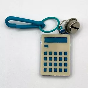 VTG 80s Plastic Clip On 80s Bell Charm White & Blue Calculator Blue Clip NOS - Picture 1 of 2