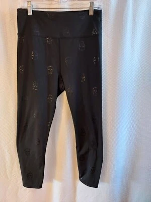 Nanette Lepore Women's Leggings Black Skulls Workout Althleisure Halloween L - Image 1 of 4