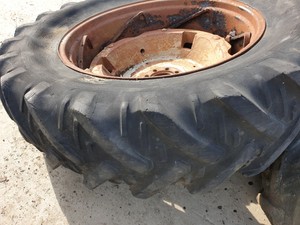 Pair of 16.9R38 Massey Ferguson Heavy Adjustable wheels 1662805M1 