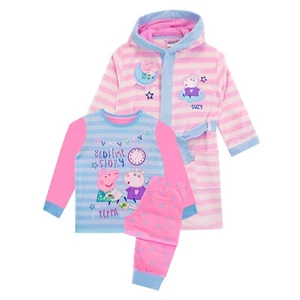 Peppa Pig Dressing Gown &Pyjamas Kids Girls 18 24 Months 2 3 4 5 6 7 8 Years Set - Picture 1 of 6