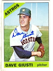 Autographed DAVE GIUSTI Houston Astros 1966 Topps Card, #258 - w/COA - Picture 1 of 1