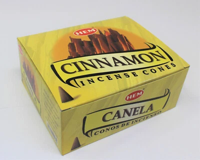 Conos de incienso de canela: lote a granel 12 paquetes de 10 conos, ¡120 en total! HEM BRAND Foto 1 de 4