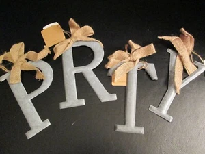 Tin Initial Ornaments, Slate Gray, 5", Letters P, R, T, or Y, NWT - Picture 1 of 5
