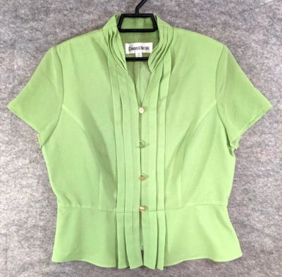 Топ женский Danny & Nicole 12 зеленый на пуговицах пеплум складки наплечные подушечки карьера - Изображение 1 из 4