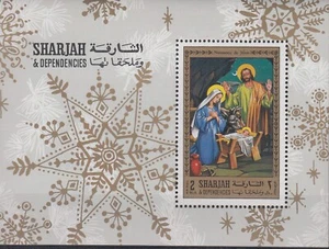 Francobolli Natale FOGLIETTO NUOVO di SHARJAH 1970 MNH** 1 VALORE - Picture 1 of 1