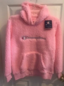 Girl's Pink Champion Soft Fleece Hoodie Pullover Hooded Sweatshirt Brand New - Picture 1 of 4