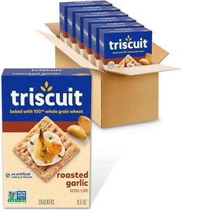 Triscuit Roasted Garlic Whole Grain Wheat Crackers, 6 - 8.5 Oz Boxes - Picture 1 of 12