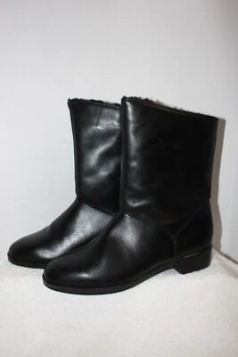 Blondo  Leather Boots 5.5B Black Mid-Calf Zipper Closure Wool Lined Canada NEW — 第 1/4 张图片