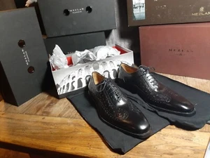 Men's Mezlan Platinum CASTELLO Dress Shoes Size 9 1/2 Black Full Genuine Ostrich - Picture 1 of 4