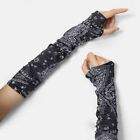 Long Printed Silk Arm Sleeves Anti UV Sun Protection Wears Unisex Driving Sleeve