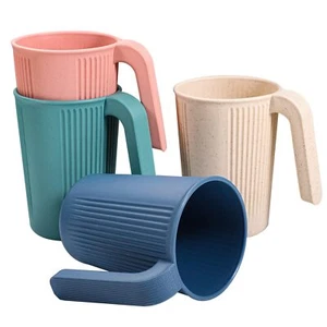 4 PCS Plastic Cups with Handles, Reusable Cups for Kids Adults Camping Travel - Picture 1 of 7