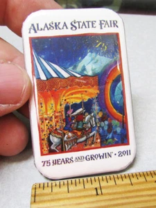 2011 Alaska State Fair Tin Plate Style Button, 75th Year Anniversary Button Pin - Bild 1 von 2