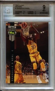1992 CLASSIC PREVIEWS SHAQUILLE O'NEAL SHAQ #1 ROOKIE RC BGS 9 MINT - Bild 1 von 2