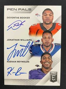 BOOKER WILLIAMS REYNOLDS 2016 DONRUSS ELITE FOOTBALL PEN PALS TRIPLE AUTO *3211