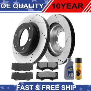 Front Drilled Brake Rotors and Ceramic Brake Pads for Toyota Tacoma FJ Cruiser - Picture 1 of 5