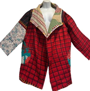 Nuevo con etiquetas CHAQUETA ABRIGO TOP 2X Hippy Acolchado Vintage Algodón Kantha Revesible Funky Stuff - Imagen 1 de 14