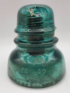Hemingray Blue Green Glass Telegraph Insulator 40 Made in USA Collectible - Picture 1 of 12