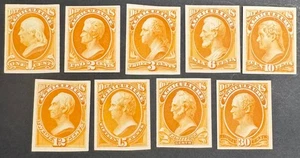 1873 Agriculture Dept Card Proof Set (9) O1P4-O9P4 Orange Officials - Bild 1 von 2