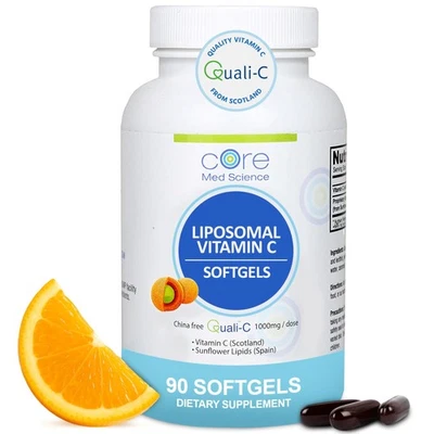 Vitamina C liposomal 1000 mg de Core Med Science 90 cápsulas blandas - no transgénicas naturales... Foto 1 de 4