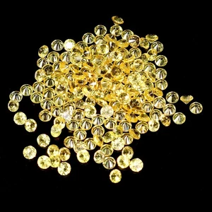Round Brilliant Cut Natural Top Yellow Sapphire Lot 166pcs 4.07ct 1.6mm Gemstone - Picture 1 of 14