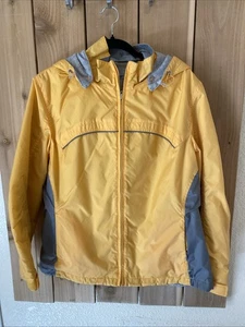 Weather Tamer Yellow & Gray Lined w Hoodie Reversible Jacket Size L NWOT - Picture 1 of 5