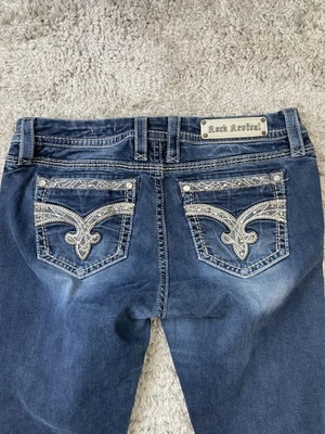Rock Revival Jeans Womens 32 Blue Mid-Rise Curvy Boot Tansy Bootcut Rhinestone - Image 1 of 4