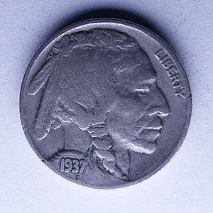 1937 P Buffalo Nickel 5c FULL DATE. In G/ VG Condition - Picture 1 of 2