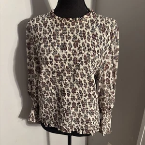 Veronica Beard Kali Smocked Floral Top Size 14 Ruffle Boho Chiffon Puff Sleeves - Picture 1 of 18