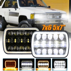 Pair 5x7 7x6 LED Headlight Amber Hi-Lo Beam DRL For Jeep Wrangler YJ 1987-1995 - Picture 1 of 11
