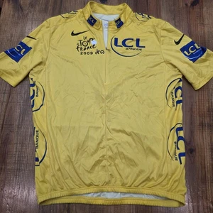Le Tour De France Cycling Jersey Nike 2009 LCL Banque Short Sleeve Yellow XL - Picture 1 of 13
