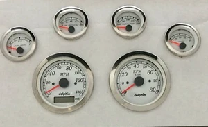 6 gauge white gps speedometer gauge set STREET ROD HOT ROD, UNIVERSAL - Picture 1 of 3
