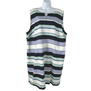 Talbots Dress 24W Sleeveless Striped Multicolored Cotton Spandex NWT DR-1584 - Picture 1 of 9