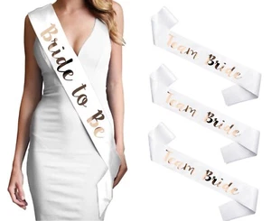 Hen Party White Satin Sash - Team Bride & Bride To Be - Matching Group Sashes - Picture 1 of 4