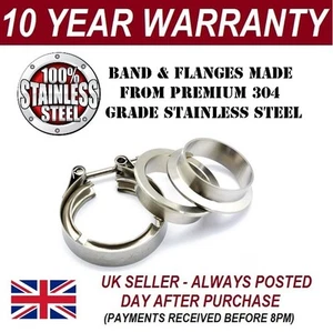 V-BAND CLAMP + FLANGES COMPLETE STAINLESS STEEL EXHAUST TURBO HOSE 3" INCH 76mm - Picture 1 of 1