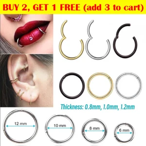 Stainless Steel Segment Hinged Clicker Ear Nose Body Ring Lip Hoop Piercing 1PC - Picture 1 of 8