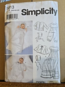 Sewing pattern Simplicity Baby Christening gown pants vtg cut 5813 - Picture 1 of 2