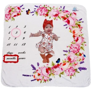 milestone blanket baby girl Monthly Baby Age Milestone Growth Chart Blanket - Picture 1 of 15