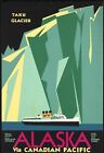 Vintage Illustrated Travel Poster CANVAS PRINT Alaska Canadian Pacific 8"X 10"
