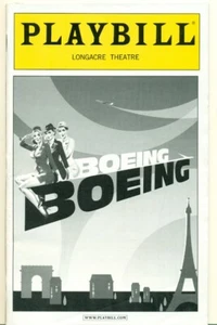 PLAYBILL -LONGACRE THEATRE - NY -BOEING BOEING - 2008 -CAST CHANGES +USED TICKET - Picture 1 of 3
