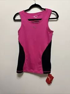 PUMA Womens L Athletic Tank Top Pink Black Logo Cutout Back NWT - Picture 1 of 8