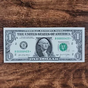 B 00000423* Una banconota da 1$ dollaro basso numero di serie Star Note Series 2021 - Foto 1 di 6