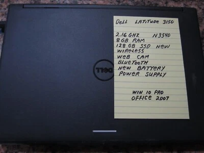戴尔 Latitude 3150 便携式电脑 2.16 GH 8GB RAM 128GB 固态硬盘 HDMI 全新电池 带网络摄像头 — 第 1/4 张图片