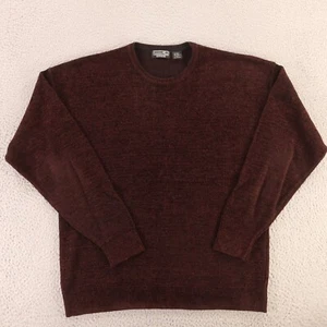 VINTAGE 3D Knit Sweater Mens L Red Burgundy Acrylic Wool Italy Preswick & Moore - Picture 1 of 9