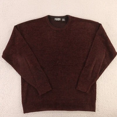 VINTAGE 3D Knit Sweater Mens L Red Burgundy Acrylic Wool Italy Preswick & Moore - Image 1 of 4