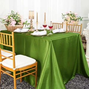 Wedding Linens Inc, 72" x 120" Premium Rectangular Satin Tablecloths - Picture 1 of 59