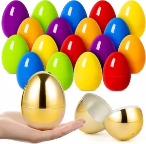 3.5'' Big Fillable Plastic Eggs, 38 PCS Bulk Empty Easter Eggs in 7 Colors, Hing - Picture 1 of 12