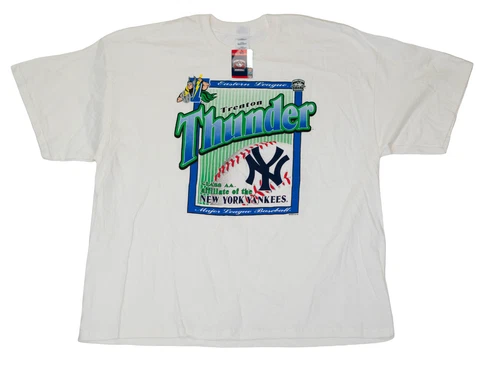 TRENTON THUNDER Minor League Baseball Russell Athletics L Men's Shirt NEW TAG Cover